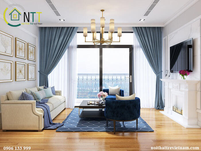 Chiếc tivi được chọn là điểm nhấn cho phòng khách đẹp