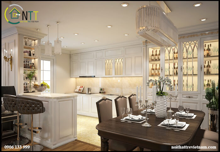 Mẫu phòng bếp Nội Thất Trẻ thiết kế cho chung cư Mipec Tây Sơn