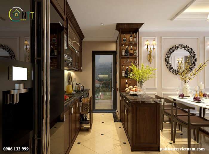 Mẫu phòng bếp Nội Thất Trẻ thiết kế cho chung cư Vinhomes Gardenia 3 ngủ