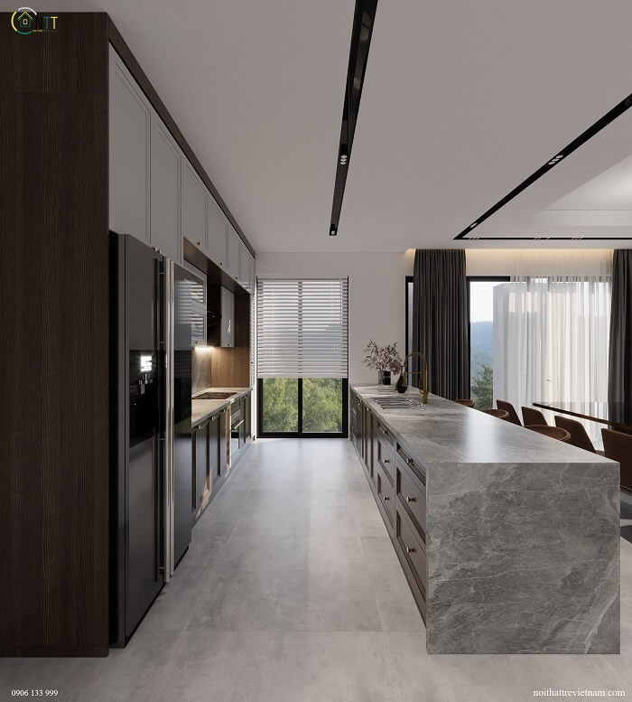 Mẫu phòng bếp Nội Thất Trẻ thiết kế cho biệt thự Quảng Bình